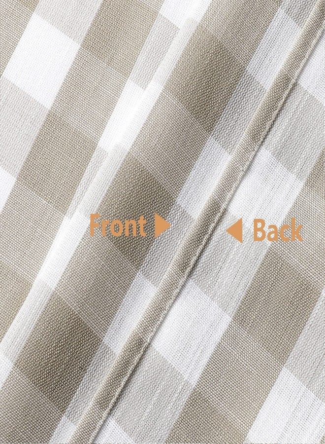Bapawfish Beige Buffalo Plaid Swag Valances, Farmhouse Swag Kitchen Curtains 36 Inches Long, Rustic Gingham Check Small Window Short Window Treatment for Kitchens Bathroom, 28" x 36", Linen, Set of 2 - Image 5