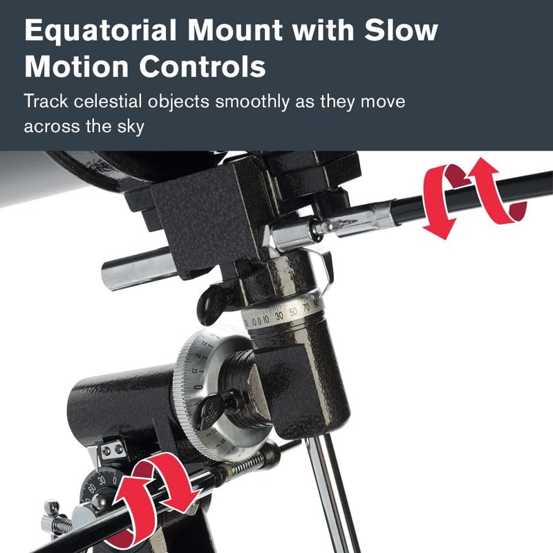 سلسترون تلسكوب من نوع Equatorial من شركة Celestron بموديل Powerseeker 114EQ، باللون الأسود. - Image 2