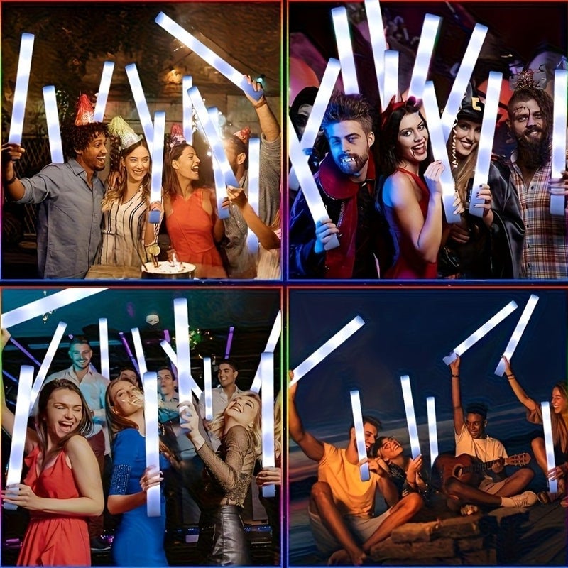 Glow Stick Set 35 Pieces LED Light Sticks White With Glitter Foam 3 Modes Flashing Glow In The Dark Party Supplies For Wedding Birthday Concert Christmas Halloween Celebration Gift Box - Image 5