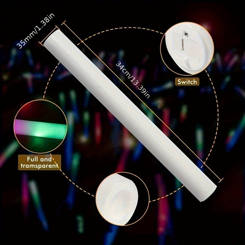 Glow Stick Set 35 Pieces LED Light Sticks White With Glitter Foam 3 Modes Flashing Glow In The Dark Party Supplies For Wedding Birthday Concert Christmas Halloween Celebration Gift Box - Image 3