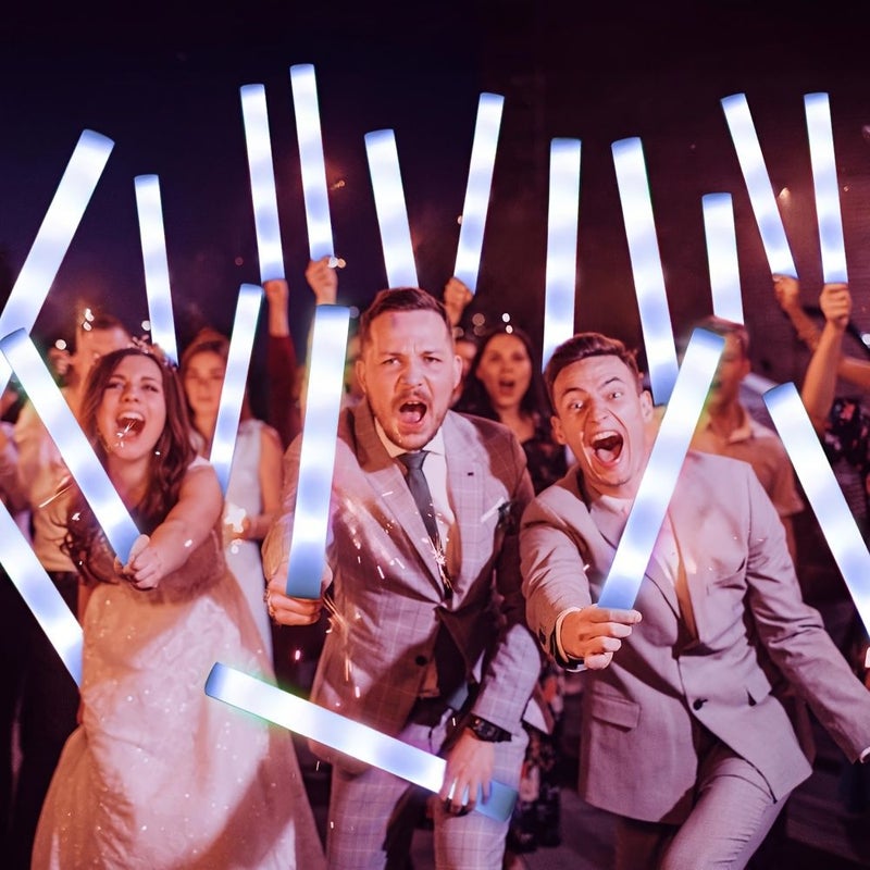 Glow Stick Set 35 Pieces LED Light Sticks White With Glitter Foam 3 Modes Flashing Glow In The Dark Party Supplies For Wedding Birthday Concert Christmas Halloween Celebration Gift Box - Image 1
