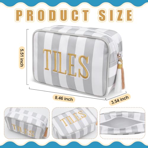 Sanwuta Mahjong Tile Bag with Zipper Striped Embroidered Mahjong Storage Pouch Mah Jong Bags for Tiles Board Game Pieces Game Party Travel Gatherings AccessoriesGrayStylish - Image 5