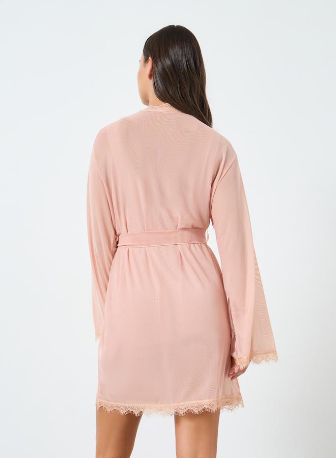 ستايلي طقم من 3 قطع من بيبي دول وروب وملابس داخلية بحواف دانتيل - Image 5