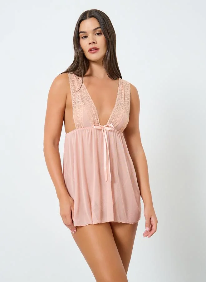 Styli Pack of 3 - Babydoll, Robe and Brief with Lace Edge