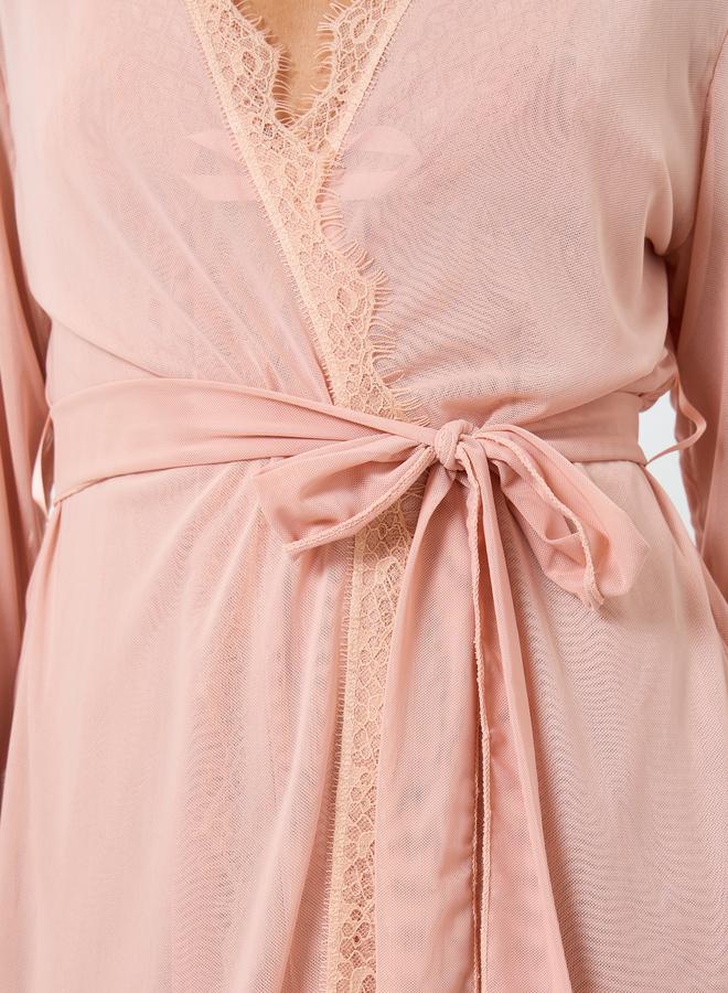 ستايلي طقم من 3 قطع من بيبي دول وروب وملابس داخلية بحواف دانتيل - Image 4