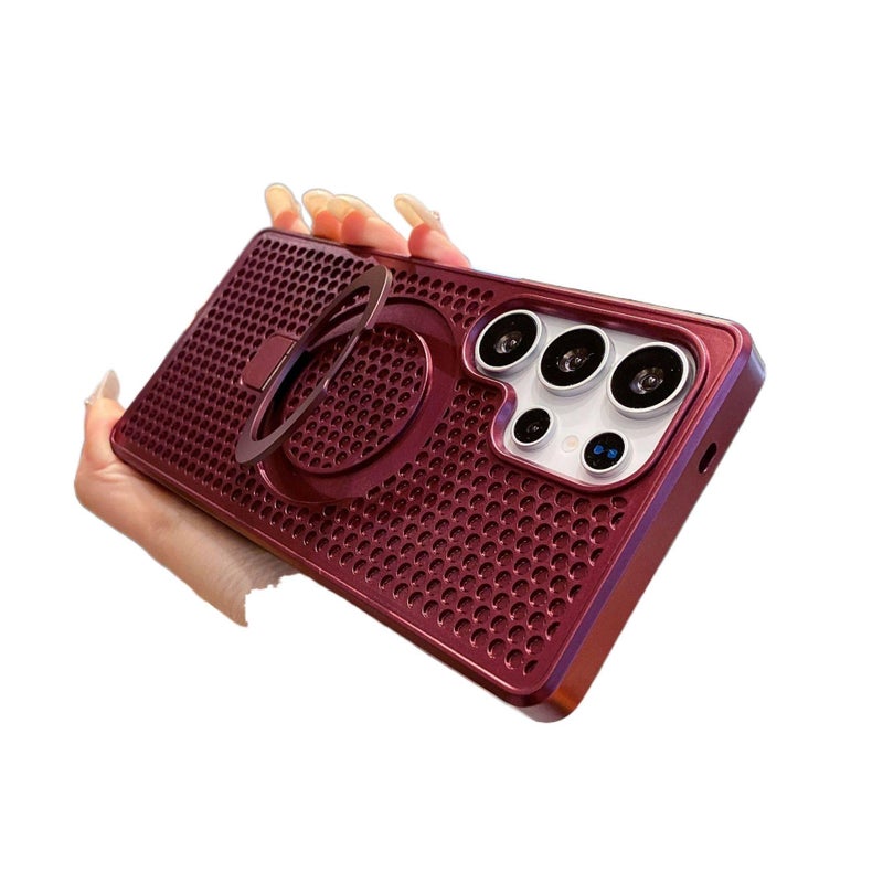MagSafe Samsung Galaxy S23 Drop Protection PC Case with Heat Dissipation and Kickstand in Red for Daily Carry - Image 1
