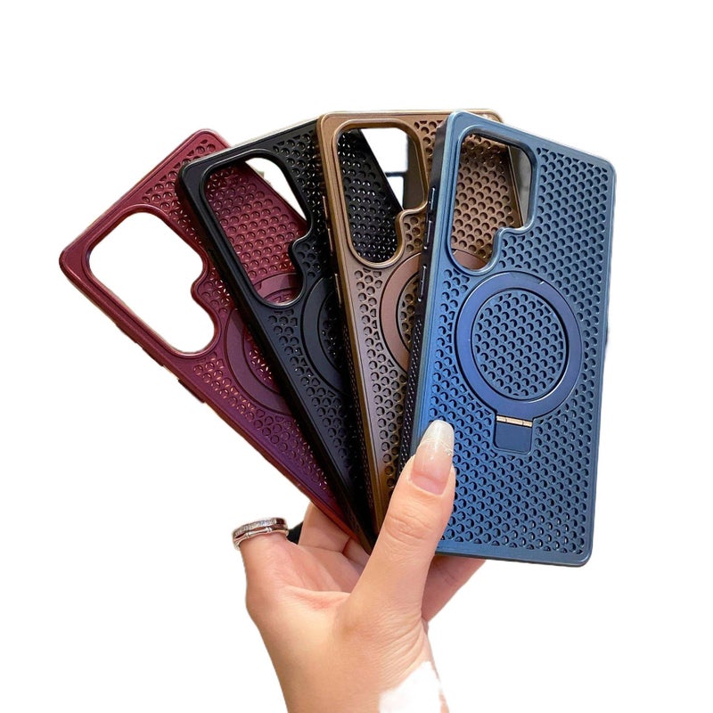 MagSafe Samsung Galaxy S23 Drop Protection PC Case with Heat Dissipation and Kickstand in Red for Daily Carry - Image 3