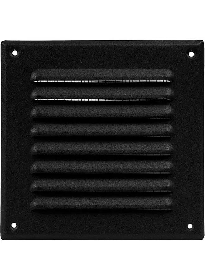 Black Metal Square Ventilation Grille Indoor Outdoor Air Vent Louver Reinforced Edges - Image 1