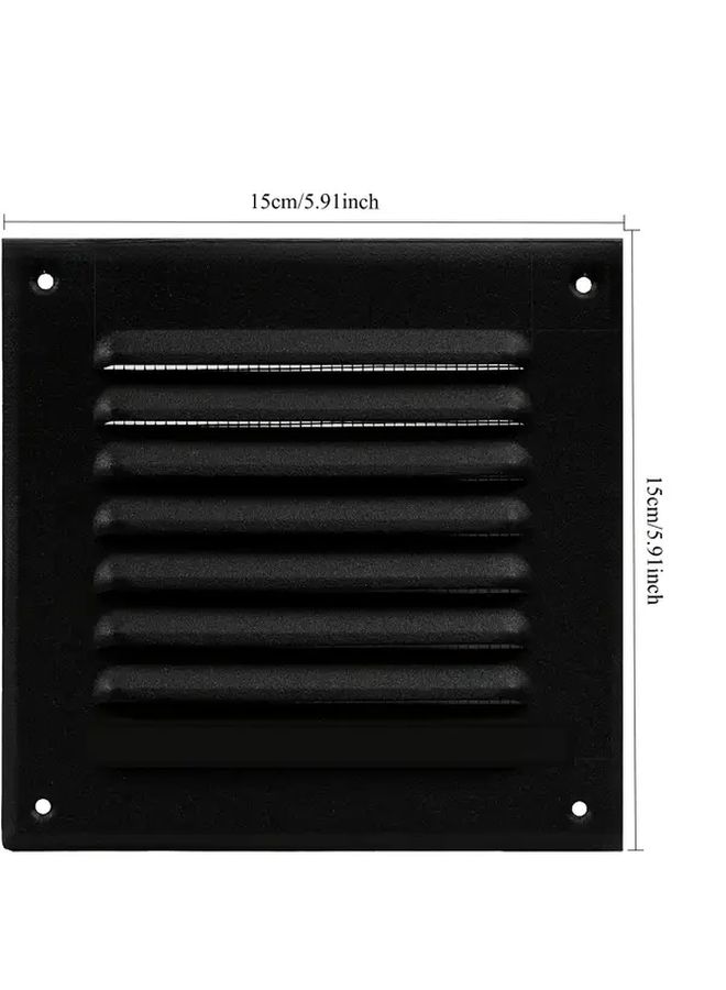 Black Metal Square Ventilation Grille Indoor Outdoor Air Vent Louver Reinforced Edges - Image 3