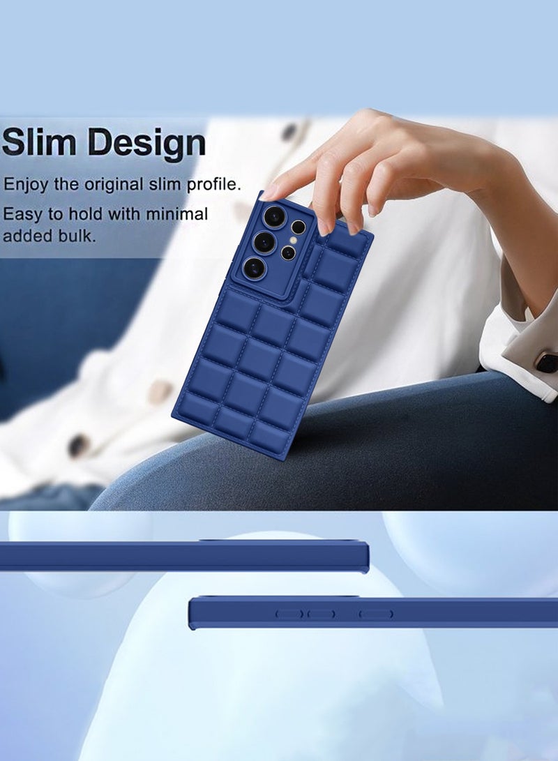 Wtech Samsung Galaxy S24 Ultra 2024 Premium Soft Liquid Silicone Puff Surface Case Cover - Navy Blue - Image 4