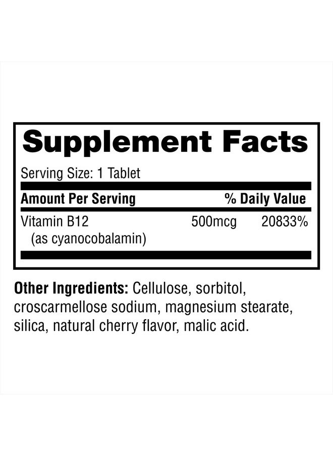 Twinlab B-12 Dots - Energy Production Support Supplements with Vitamin B12-500 mcg, 250 Tablets  - Image 2