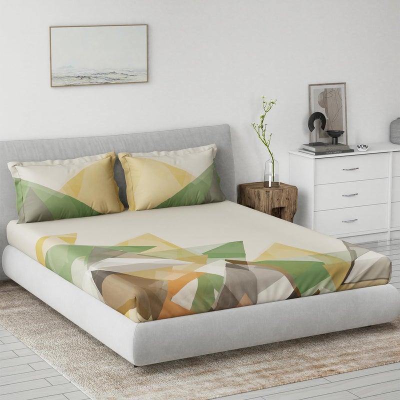 DDECOR Live beautiful DDECOR Live beautiful Cotton Queen Bed Sheet Set with 2 Pillow Covers (229 CM X 274 CM, Green) Digital Print Contemporary 145TC GSM  - Image 1