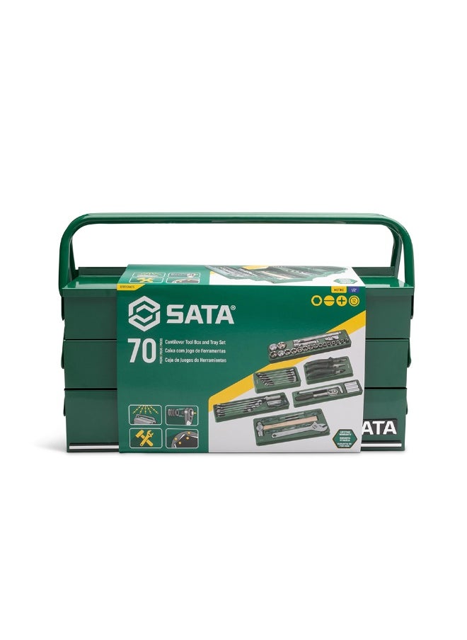 SATA ST95104A70-6 70-Piece 1/2" Drive 6 Point Metric Cantilever Tool Box and Tray Set