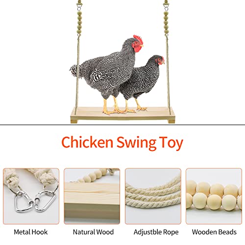 Ruby Q Chicken Swing Toy Chicken Toy Wood Chicken Swing Toy Wood Chicken Swing for Chickens Rooster Poultry Parrots - Image 3