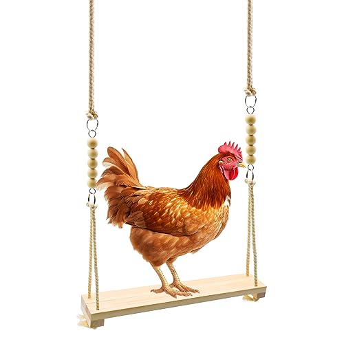 Ruby Q Chicken Swing Toy Chicken Toy Wood Chicken Swing Toy Wood Chicken Swing for Chickens Rooster Poultry Parrots - Image 1
