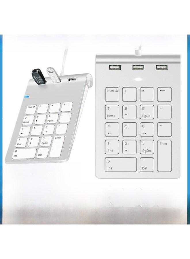 Usb 2.0 Digital Keyboard Hub Multi-function Financial Accounting Cashier Computer Universal Wired Silent Mini Keyboard-Color:Silver Gray  - Image 2