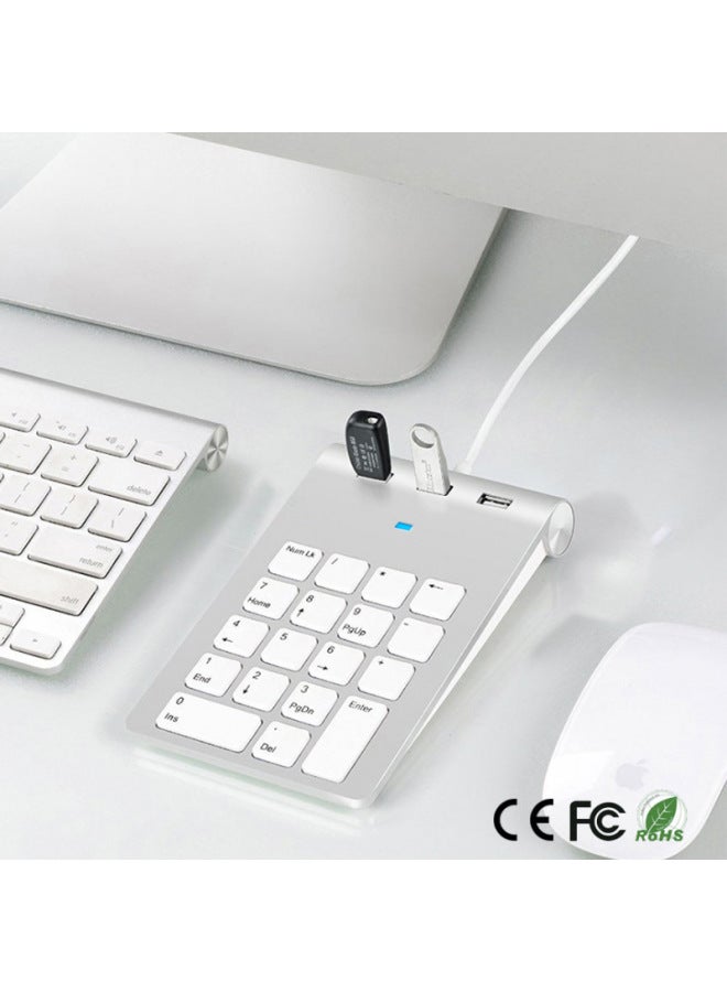 Usb 2.0 Digital Keyboard Hub Multi-function Financial Accounting Cashier Computer Universal Wired Silent Mini Keyboard-Color:Silver Gray  - Image 4