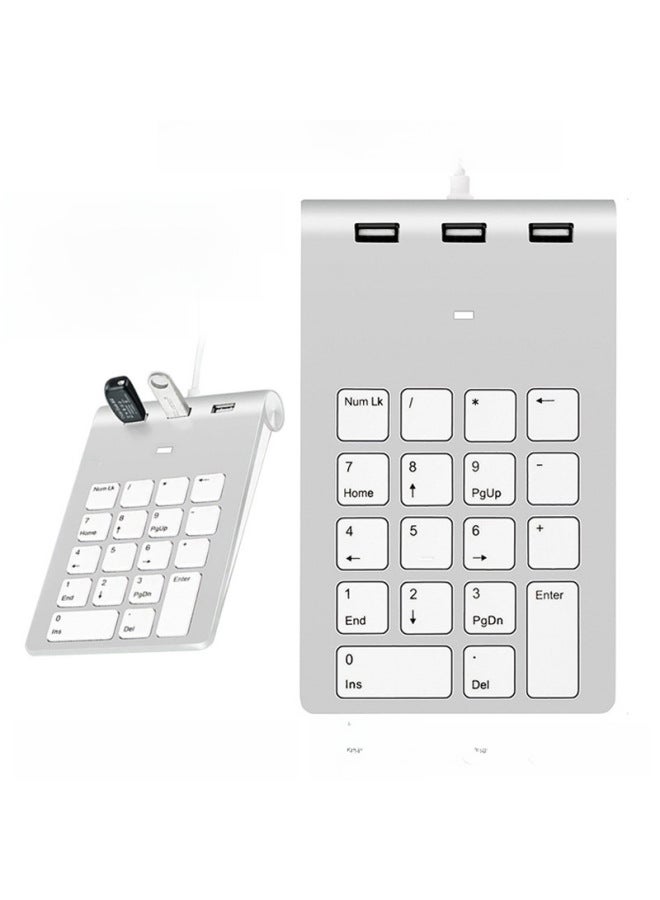 Usb 2.0 Digital Keyboard Hub Multi-function Financial Accounting Cashier Computer Universal Wired Silent Mini Keyboard-Color:Silver Gray  - Image 3