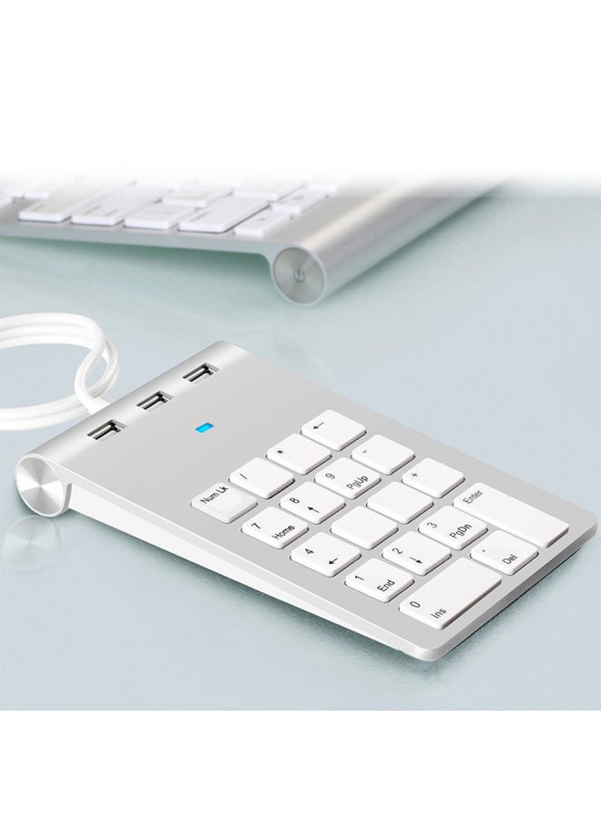 Usb 2.0 Digital Keyboard Hub Multi-function Financial Accounting Cashier Computer Universal Wired Silent Mini Keyboard-Color:Silver Gray  - Image 1