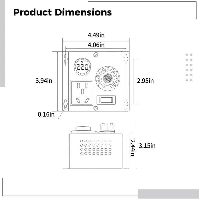 Ac Motor Velocity Controller 2000W, Electronic Screen Voltage Governor With Temp Regulation, Single Phase Ventilator Dimmer Turn With Lighted Readout, Industrial Adjustable Velocity Command Box - Image 4
