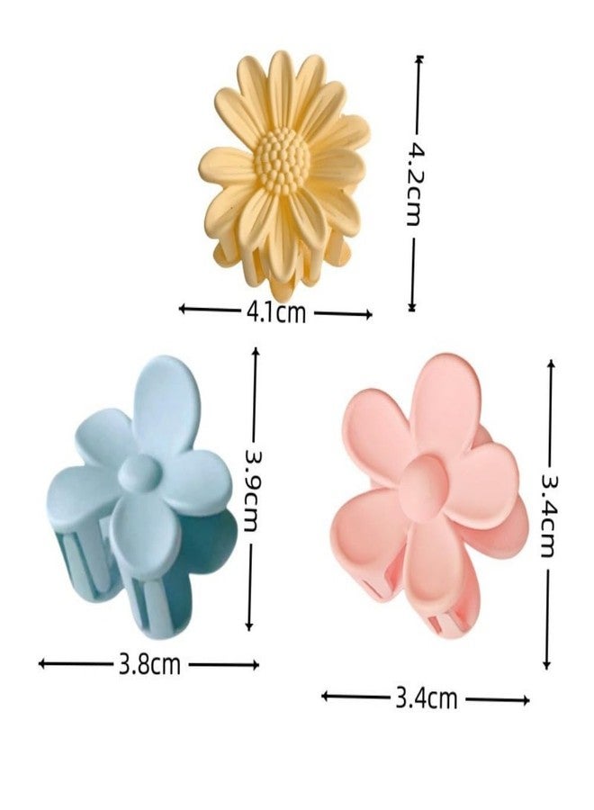 DHANABAPA 1 Pc Sunflower + 1 Pc Flower, Korean Style Flower Hair Claw Clip Set for Women & Girls, Hair Clutcher Combo, Pastel Plastic Hair Accessories for Daily Use - Multicolor - Image 2