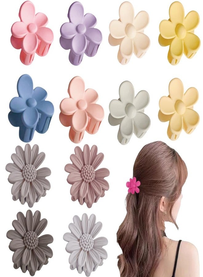DHANABAPA 1 Pc Sunflower + 1 Pc Flower, Korean Style Flower Hair Claw Clip Set for Women & Girls, Hair Clutcher Combo, Pastel Plastic Hair Accessories for Daily Use - Multicolor - Image 1