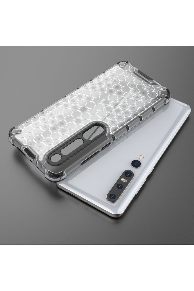 Case Cover Honeycomb Case Shockproof Camera Protection Cover Compatible with  Xioami MI 10 / MI 10 pro (White Clear) - Image 1