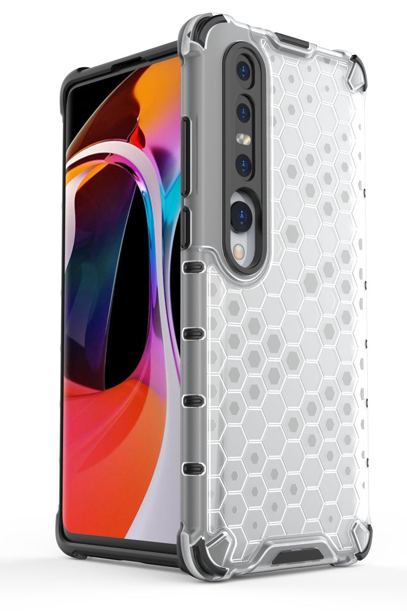 Case Cover Honeycomb Case Shockproof Camera Protection Cover Compatible with  Xioami MI 10 / MI 10 pro (White Clear) - Image 2