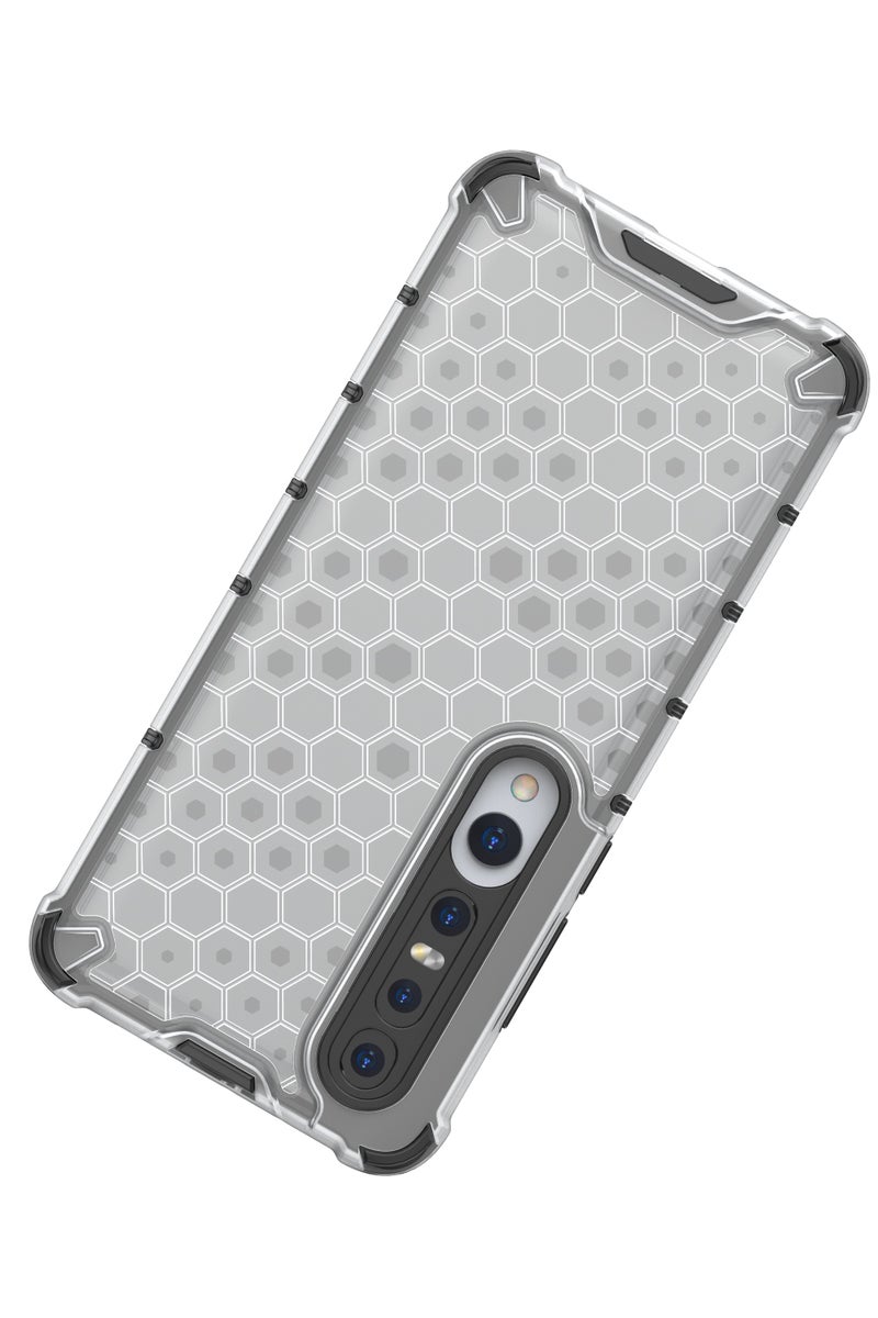Case Cover Honeycomb Case Shockproof Camera Protection Cover Compatible with  Xioami MI 10 / MI 10 pro (White Clear) - Image 5