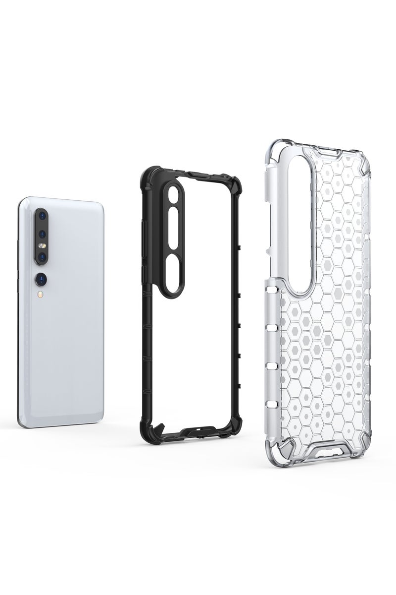 Case Cover Honeycomb Case Shockproof Camera Protection Cover Compatible with  Xioami MI 10 / MI 10 pro (White Clear) - Image 4