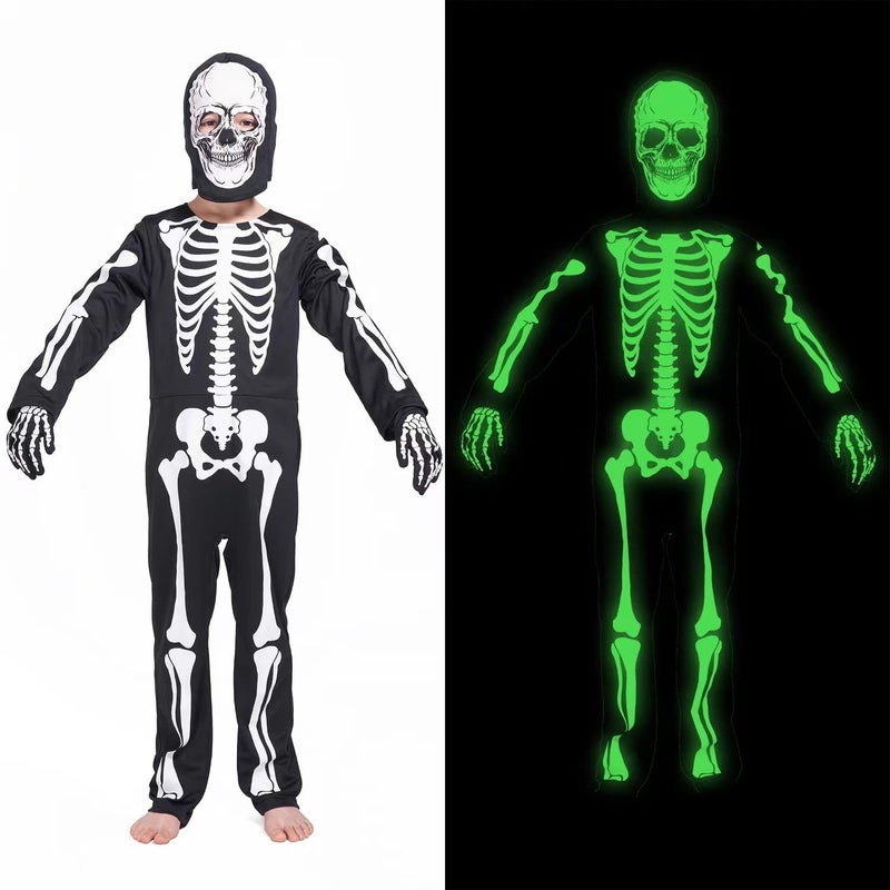 Wizland Glow in the Dark Skeleton costume Halloween Outfit for Boys Girls 79years