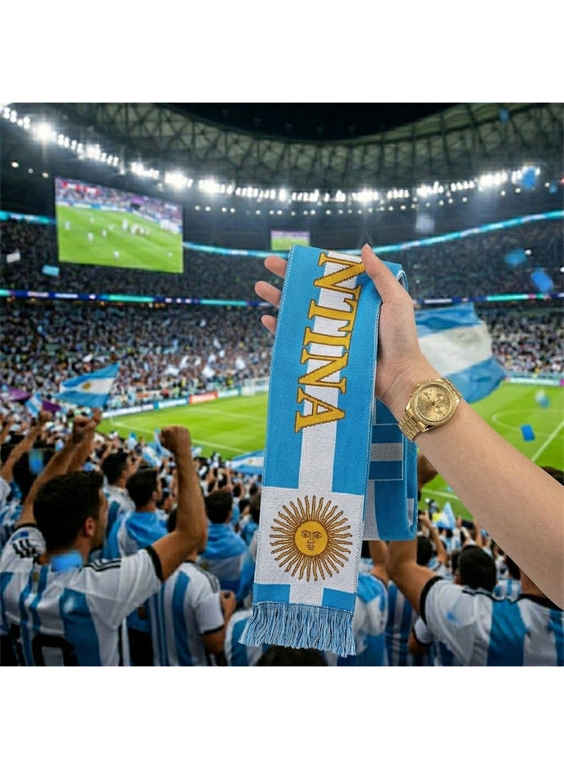 طقم مشجعي منتخب الأرجنتين لكرة القدم 7 في 1 - مجموعة إكسسوارات تشجيعية للمشجعين تتضمن علمًا، ووشاحًا، وطلاءً للوجه، ونظارات شمسية، ومصفقات، وسوارًا للمعصم | منتجات كرة قدم لمشجعي الأرجنتين - Image 5