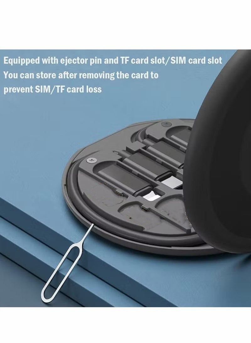 1 PCS USB Cable Conversion Storage Box Multi-type Charging Cable Converter Micro Data Transfer Tool Contains SIM Card Slot Tray Eject Pin Also Used As A Phone Holder Black  - Image 4