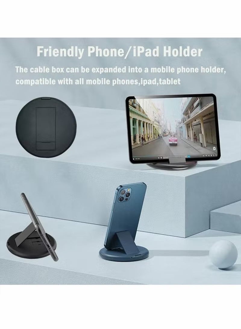 1 PCS USB Cable Conversion Storage Box Multi-type Charging Cable Converter Micro Data Transfer Tool Contains SIM Card Slot Tray Eject Pin Also Used As A Phone Holder Black  - Image 5