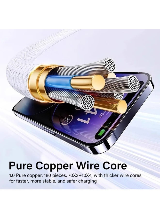 كابل شحن سريع للغاية من USB من النوع C إلى النوع C بطول 1 متر لأجهزة iPhone 16/15، iPad، iPad mini 7، MacBook Pro، Samsung S25 Ultra/S24/23/، Huawei P70 - Image 3
