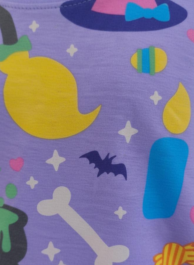 Anthrilo Kids Purple Halloween Print T-Shirt and Short Set - Image 4