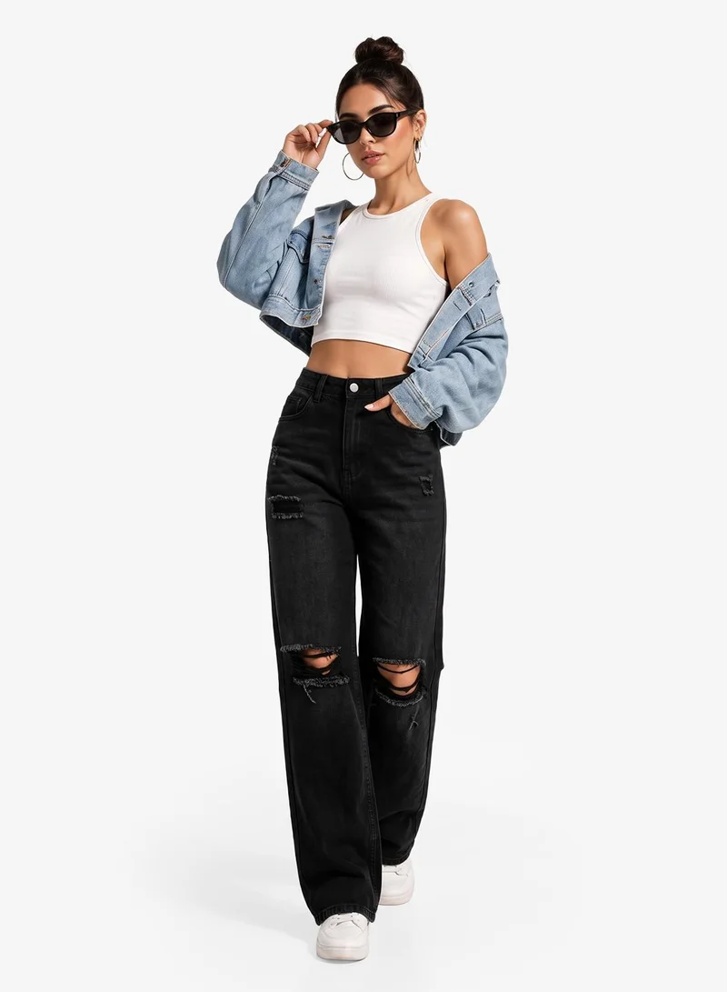 Ginger Distressed Straight Fit Jeans