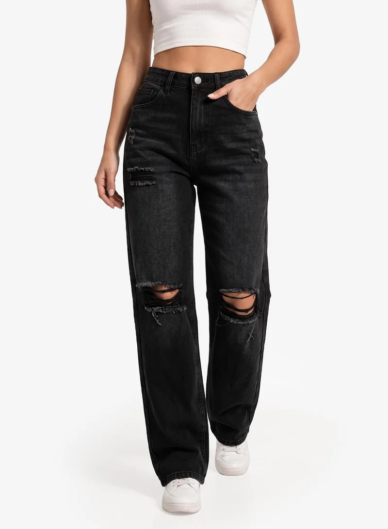 Ginger Distressed Straight Fit Jeans
