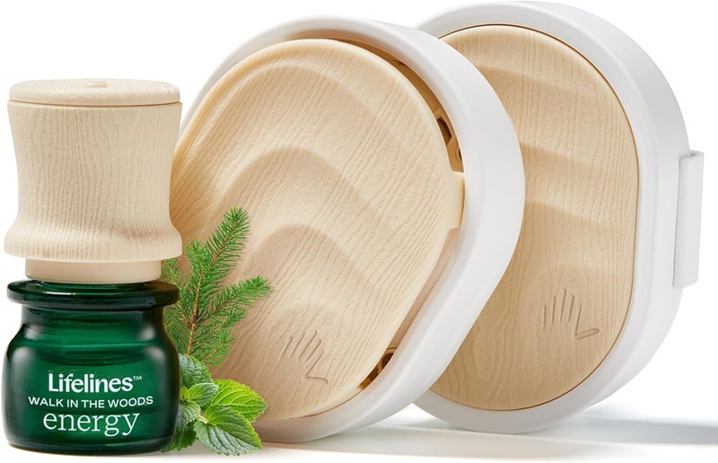 مجموعة موزع الروائح المحمولة اليومية من لايفلاينز - عطر بدون سلك للمساحات الصغيرة - مزيج زيت أساسي مع مضخة دقيقة مرفقة - بديل لموزعات السيارات، أكياس البخور، وحقائب العطور