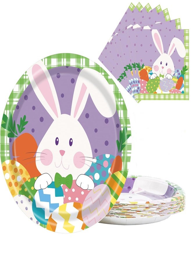 LDFDRT 40 pcs Happy Easter Paper Plates Disposable 9 inch 20 pcs Dessert Party Plates & 20 pcs Napkins Eggs Bunny Tableware for Easter Kids Adult Party Decorations (9INCH+napkins) - Image 1