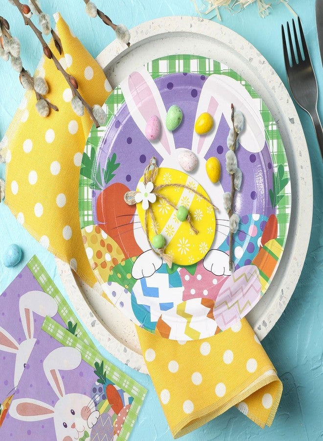 LDFDRT 40 pcs Happy Easter Paper Plates Disposable 9 inch 20 pcs Dessert Party Plates & 20 pcs Napkins Eggs Bunny Tableware for Easter Kids Adult Party Decorations (9INCH+napkins) - Image 3