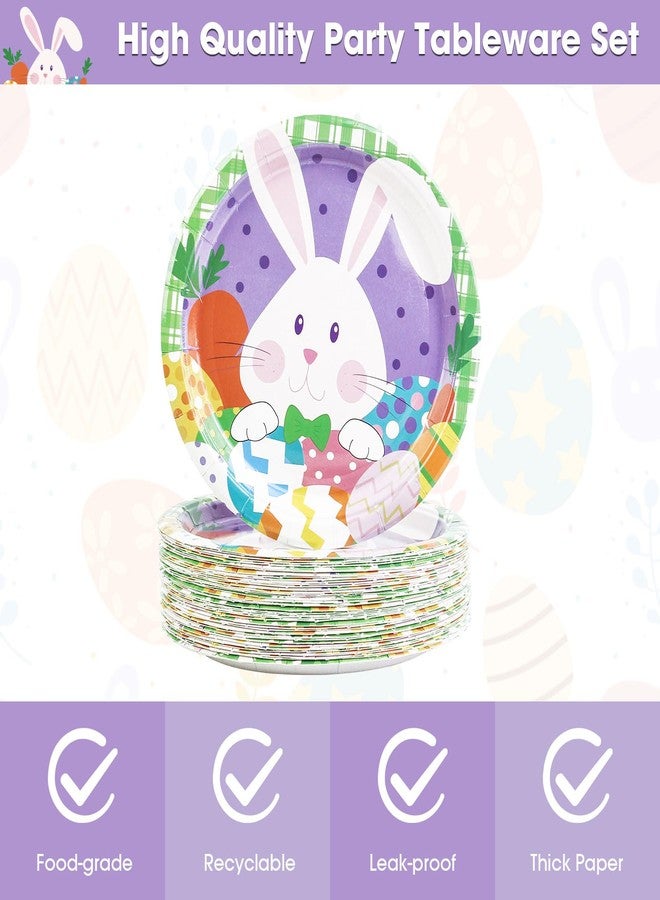 LDFDRT 40 pcs Happy Easter Paper Plates Disposable 9 inch 20 pcs Dessert Party Plates & 20 pcs Napkins Eggs Bunny Tableware for Easter Kids Adult Party Decorations (9INCH+napkins) - Image 4
