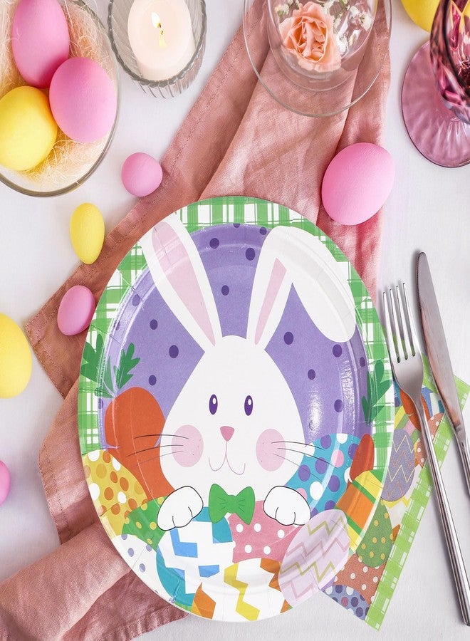 LDFDRT 40 pcs Happy Easter Paper Plates Disposable 9 inch 20 pcs Dessert Party Plates & 20 pcs Napkins Eggs Bunny Tableware for Easter Kids Adult Party Decorations (9INCH+napkins) - Image 5