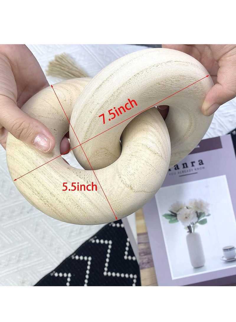 ديكور سلسلة خشبية من FFD - عقدة خشبية مستديرة لطاولة القهوة ذات وصلتين - ديكورات منزل مزرعة بوهو لغرفة المعيشة وغرفة النوم والرف وطاولة الطعام - خشب الصنوبر الفاخر - Image 2