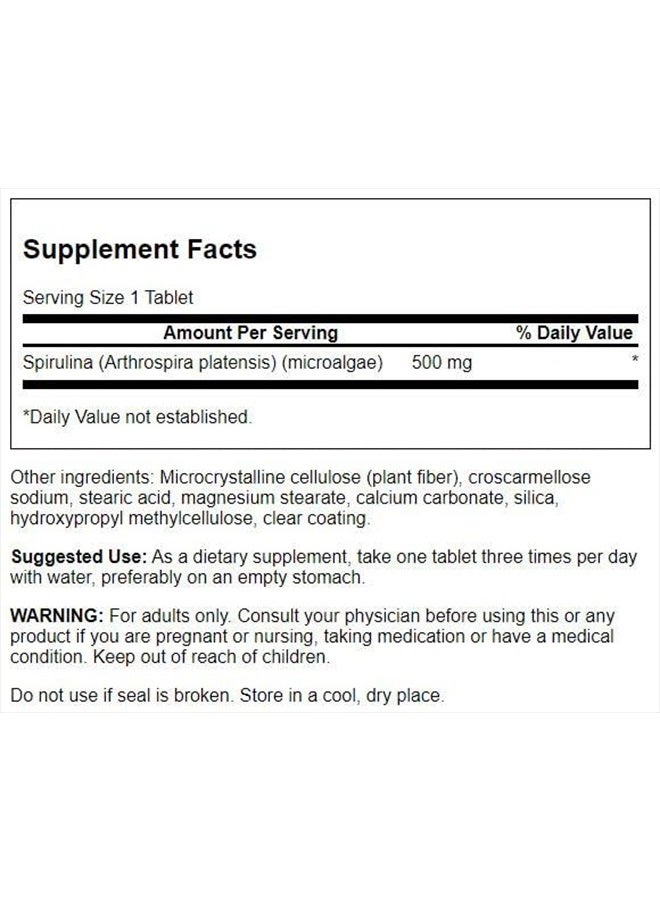 SWANSON Spirulina 500 Milligrams 180 Tabs - Image 2