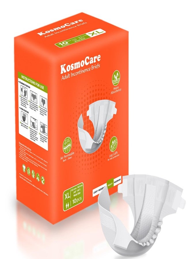 KosmoCare Adult Tape Style Diaper for Heavy Incontinence with maximum absorbent | Odor Guard| Cloth Feel Outer Fabric| Easy-Lock Fastener| Extra Large Size | Waist Size 48" - 64" - Count 10p - Image 1