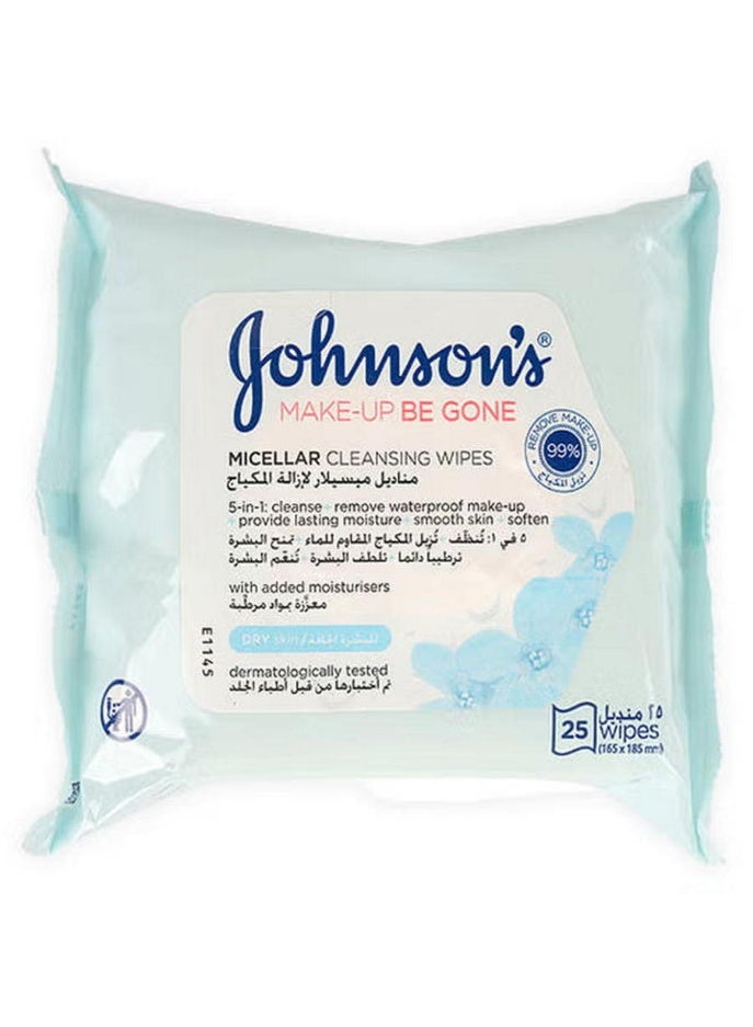 Johnson's Make Up Be Gone Micellar Cleansing Wipes With Added Moisturisers 25Pcs White NoneNone - Image 1