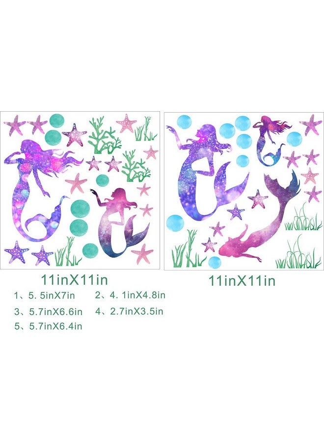 إياسو ملصقات حائط على شكل حورية البحر للفتيات وغرفة نوم الحضانة ملصقات جدارية للفتيات على شكل حوريات البحر ملصقات جدارية مزخرفة قابلة للتقشير واللصق - Image 5