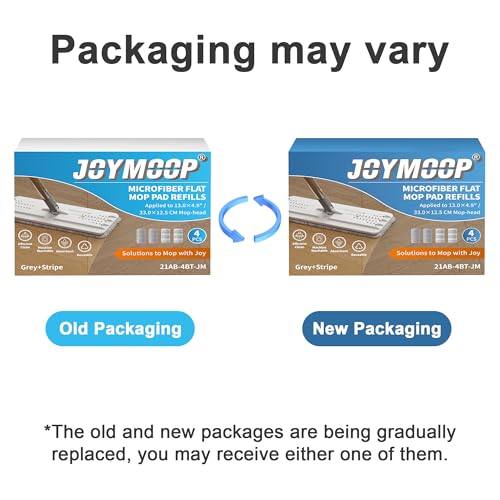 JOYMOOP Flat Mop Pads, Microfiber Mop Cleaning Pads, Washable Pads, Pads Replacement Flat Mop or Mop Bucket Set, Pack of 4 Refills 13inch - Grey and Stripe - Image 3