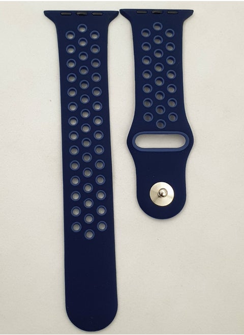 Soft Silicone Replacement Sports Strap For Apple Watch Series 7 - 41MM - Navy/BLue